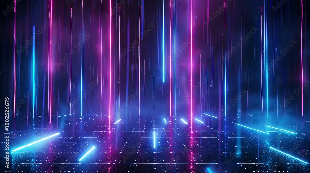 Poster vibrant neon lines create a mesmerizing digital background with a futuristic vibe.