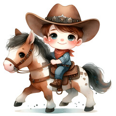 Cute Cowboy Clipart, Wild West Clipart, Desert Clipart, Cactus Clipart, Farm Clipart, Baby Cowboy, Watercolor Clipart, Scrapbook Clipart 