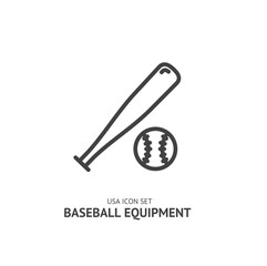 Baseball Equipment Black Thin Line Icon American Symbol Concept. Vector illustration of Sport or Hobby Leisure