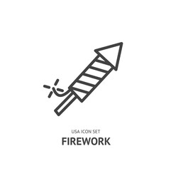 Firework Usa Black Thin Line Icon American Symbol Concept. Vector illustration of Summer Independence Holiday Party