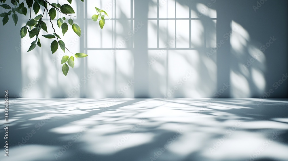 Poster minimalist abstract background with shadow overlay and natural light filtering through windows, idea