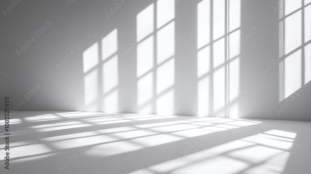 Poster minimalist abstract background with shadow overlay and natural light filtering through windows, idea