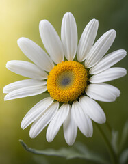 Fototapeta premium Bright Daisy Flower Bathed in Sunlight: A Beautiful Display of Nature's Simple Elegance, daisy flower closeup