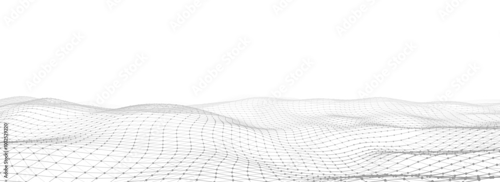 Poster futuristic technology wave. digital cyberspace. abstract vector wave with moving particles. big data