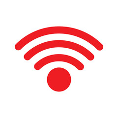 Red Wi-Fi network signal icon symbolizing live streaming, broadcasting, and online content. This simple, modern logo is perfect for websites, social media, UI, media players, and more.