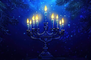 Fototapeta premium a candle lit in the dark with a blue background
