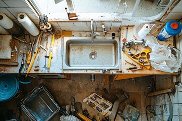 Plumber Adjusting Pipes Under Newly Installed Sink