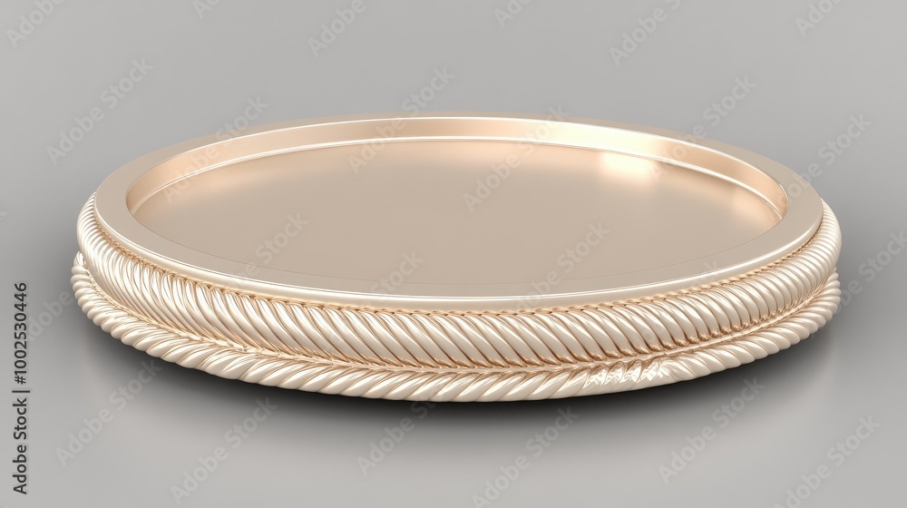 Poster a captivating golden circular frame with braided borders showcasing a 3d game icon against an elegan