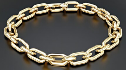 Fototapeta premium Elegant 3D rendered gold circular chain on a luxurious black background, beautifully showcasing its intricate design and contours