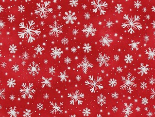 A red background with white snowflakes