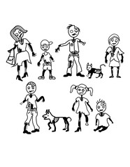 Naklejka premium Zombie Family | Zombie Stick | Zombie Apocalypse | Zombie Invasion | Halloween | Zombie Animal | Scary Zombie Family | Spooky Zombies | Original Illustration | Vector and Clipart | Cutfile and Stencil