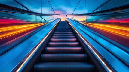 fast-moving escalator showcasing urban transport technology, helping people navigate through public or commercial spaces with speed, efficiency, and convenience