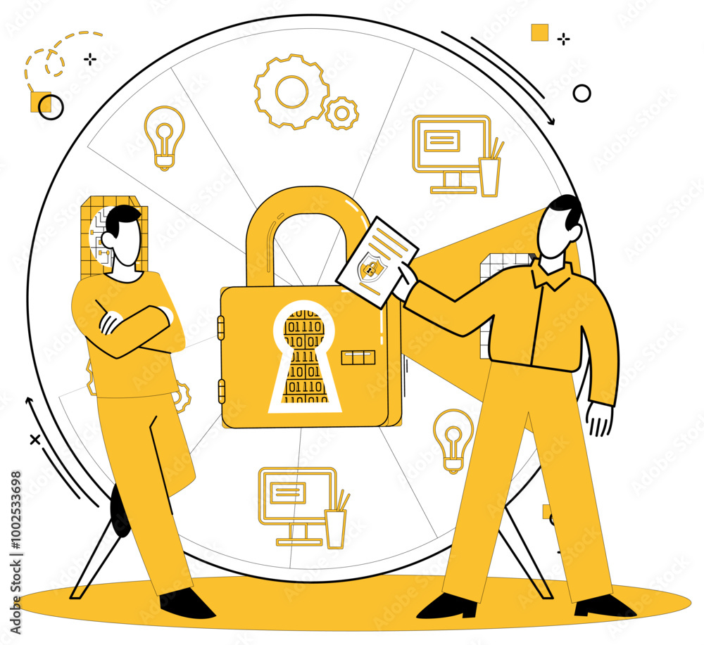 Aufkleber data security vector illustration. safeguarding information is not just duty its commitment to priva