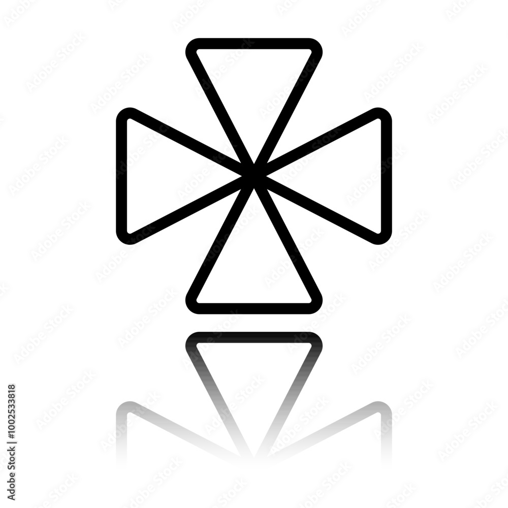 Poster cross simple icon, vector. flat design. black icon with mirror reflection. white background