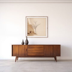 MidCentury Modern Sideboard with Artwork and Vases