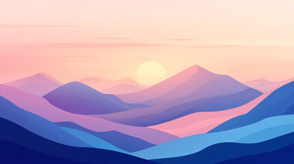 Sunrise Over Layered Pastel Mountains
