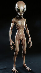 Alien, extraterrestrial or earth invasion from outer space, futuristic fantasy or scifi on a background. Portrait, creature or monster from a galaxy, universe or surreal cosmos at night in the dark