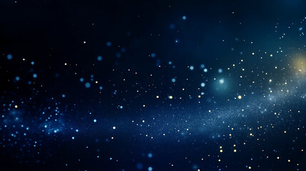 Obraz premium Dark blue background with glowing lights and bokeh, creating an atmosphere of mystery and magic.