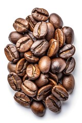 coffee beans isolated on white background, clipping path, full depth of field