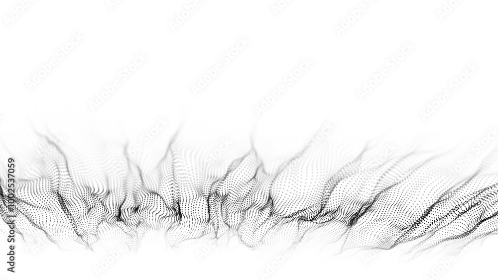 Poster abstract technology wave of particles. big data visualization. background with motion dots. artifici