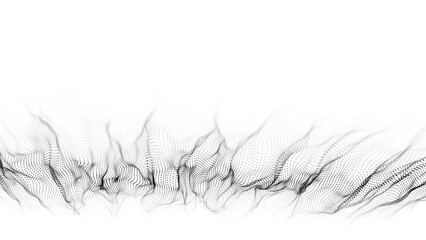 Abstract technology wave of particles. Big data visualization. Background with motion dots. Artificial intelligence. 3d rendering.
