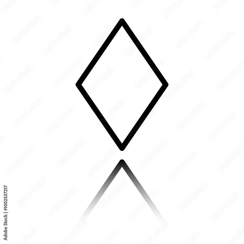 Poster diamond vector simple icon. flat design. black icon with mirror reflection. white background