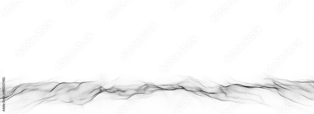 Poster abstract technology wave of particles. big data visualization. background with motion dots. artifici