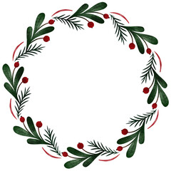 Watercolour wreaths. Christmas watercolour frames.