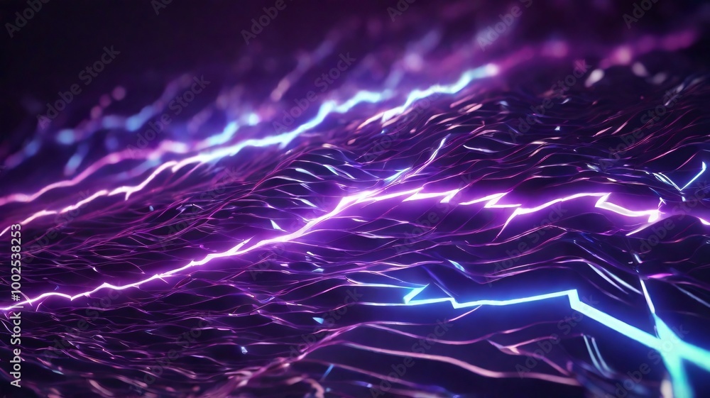 Poster energetic lightning with a futuristic style, sharp zig-zag lines and broken shapes, using a high-con