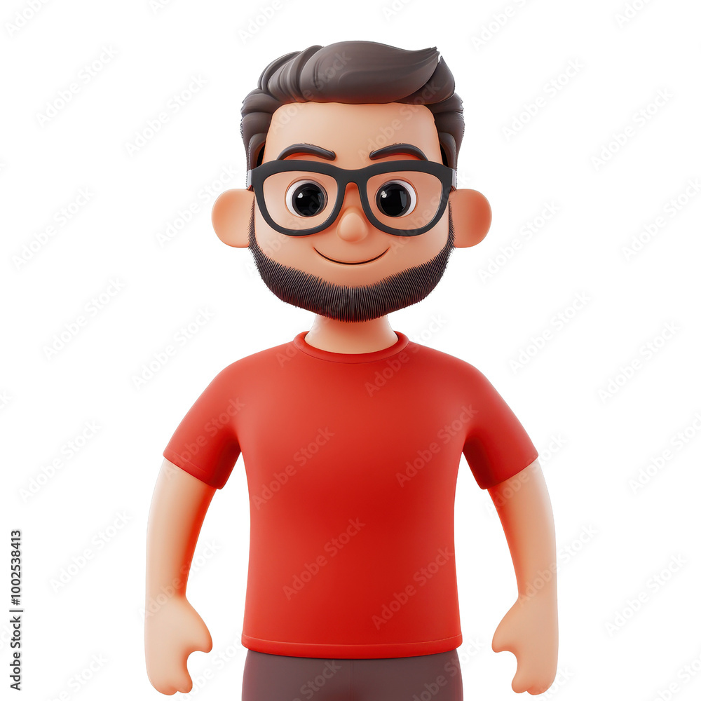 Poster a cheerful cartoon character with glasses, ready for adventure. perfect for fun and engaging design 