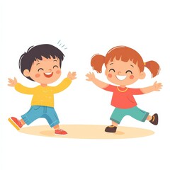 Two children are playing together, one is wearing a yellow shirt