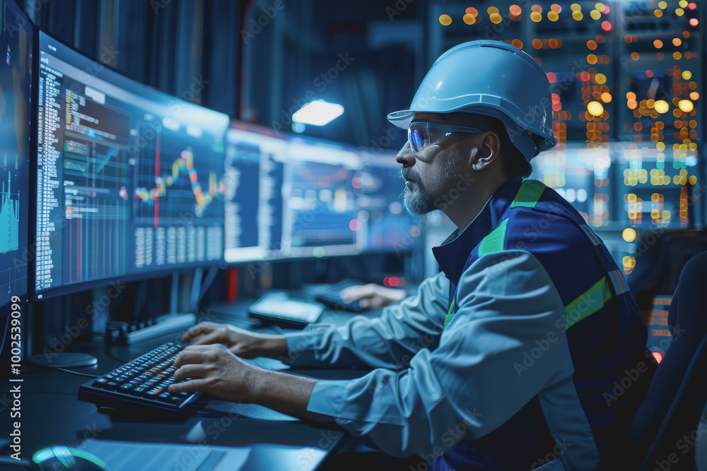 Poster engineers analyze data and machine learning to predict equipment failures and schedule maintenance.