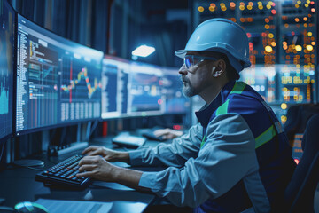 Engineers analyze data and machine learning to predict equipment failures and schedule maintenance.