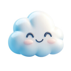 A cute, cartoonish cloud character with a smiling face, perfect for children's graphics and joyful designs., isolated on a transparent background.