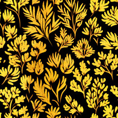 Gold leaves floral texture pattern