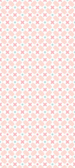 A repeating pattern featuring pastel colors and geometric shapes, suitable for backgrounds or decorative purposes.