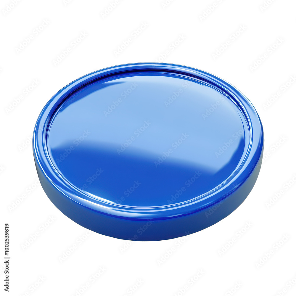 Poster a glossy blue circular object with a smooth surface, perfect for various creative and design project