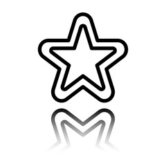 Double star simple icon. Flat design. Black icon with mirror reflection. White background