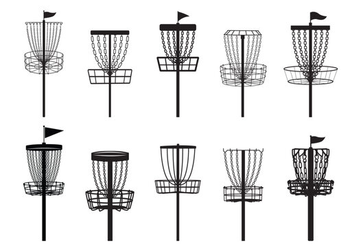 Disc golf basket silhouette vector