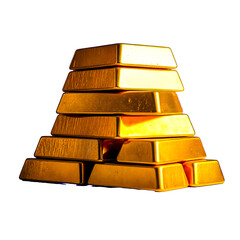 A stack of gold bars in transparent Background