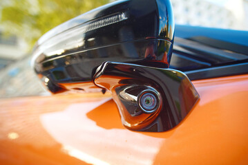 Car advanced side view camera system integrated into the door side mirror, enhanced blind spot...