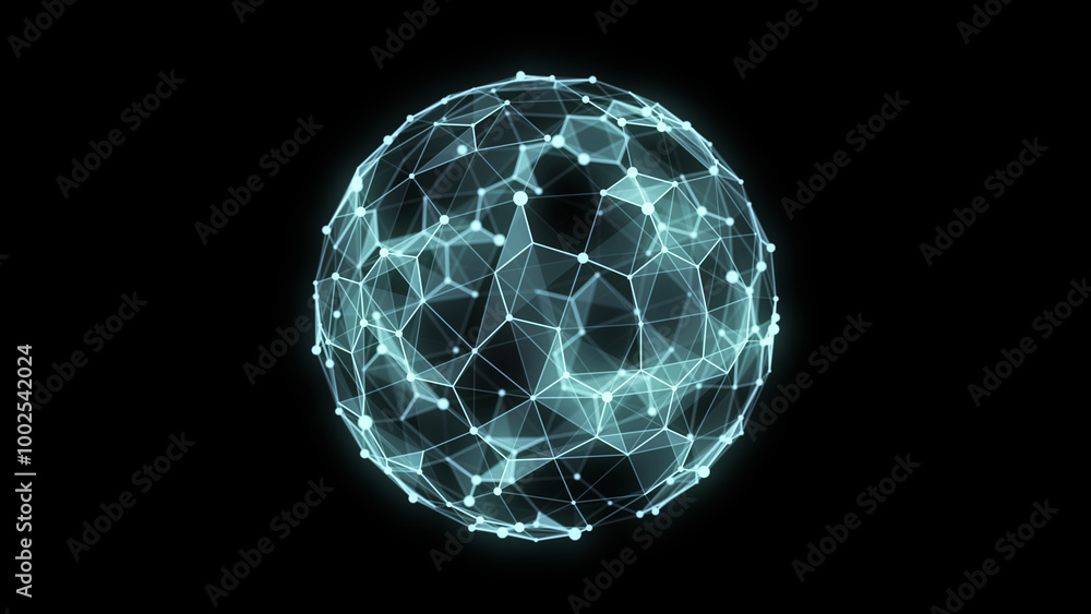 Poster futuristic sphere of particles and lines. network connection big data. abstract technology backgroun
