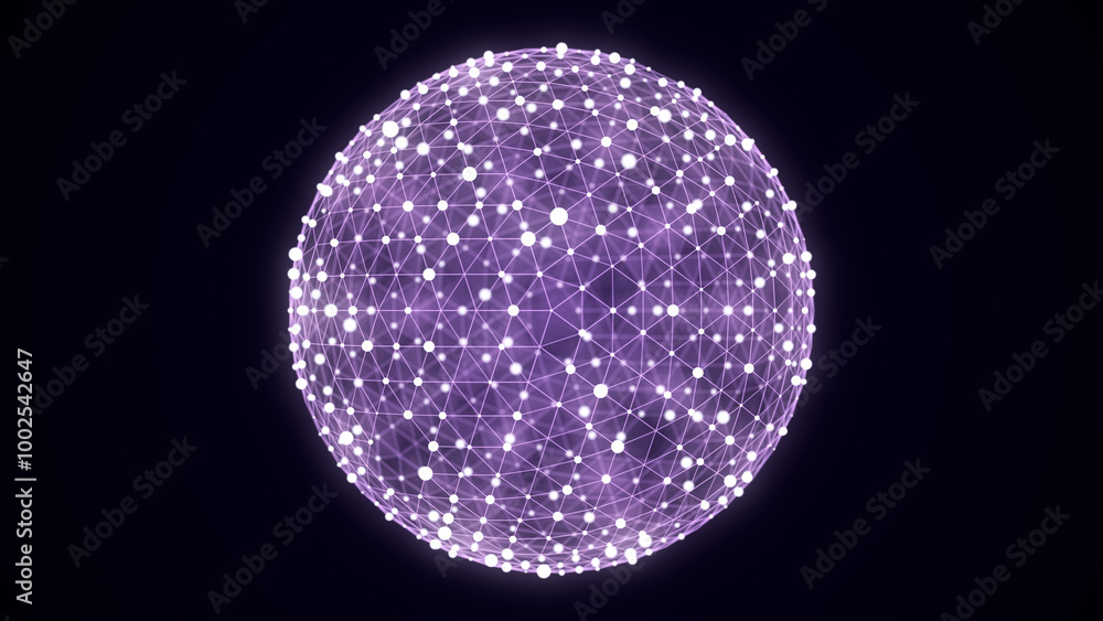 Poster futuristic sphere of particles and lines. network connection big data. abstract technology backgroun
