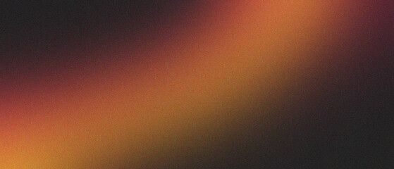 Pumpkin orange yellow illuminated spots on black, grainy color gradient background, noise texture effect