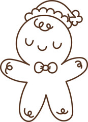 Groovy Christmas Outline Gingerbread man