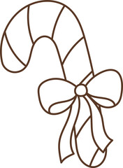 Groovy Christmas Outline Candy Cane