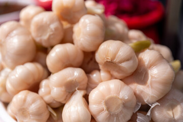 homemade vegetable garlic pickles,Stand with mixed pickles at an open-air market