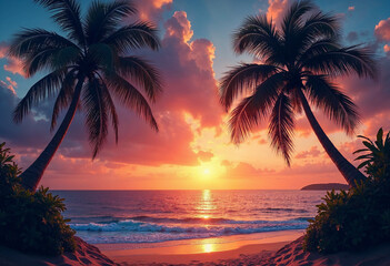 sunset on the beach