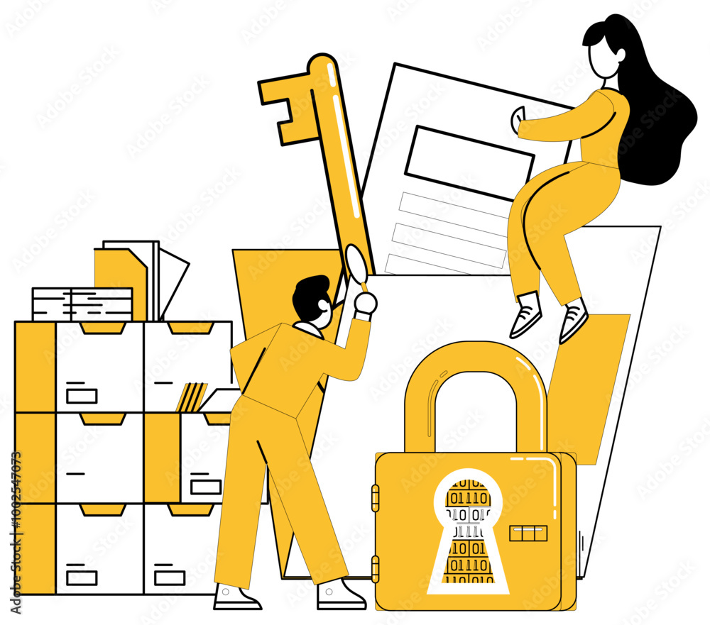 Poster data security vector illustration. confidence in business dealings thrives in shadow robust data pro