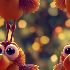 Thanksgiving day seamless pattern. Cute cartoon baby turkeys